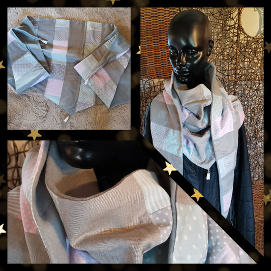 Châle patchwork en bandes pastel